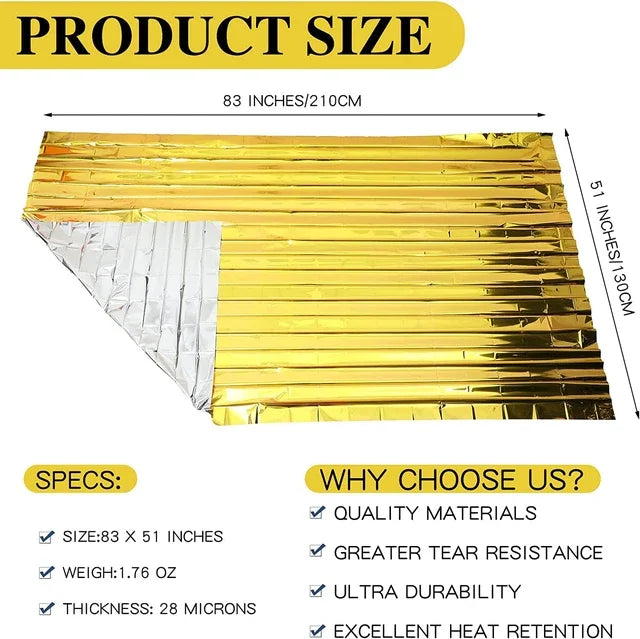 kit de survie 72h pour famille de 3 à 4 personnes  - 5 couvertures de survie