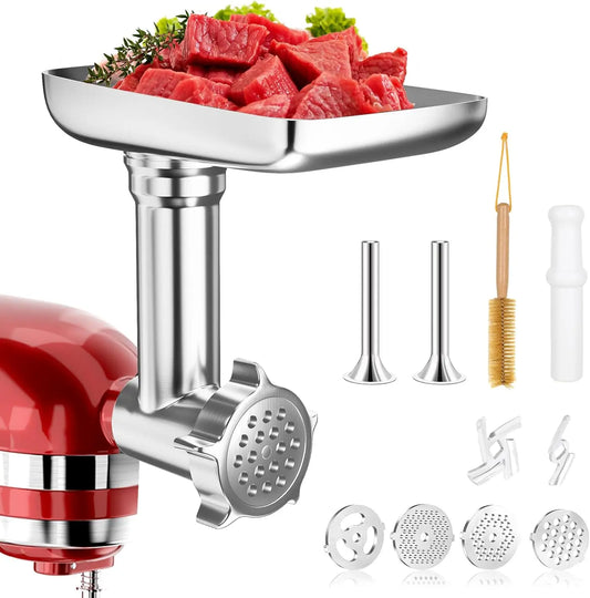 Accessoire Hachoir Métal KitchenAid pour viande légumes fromage avec plusieurs disques et accessoires de nettoyage