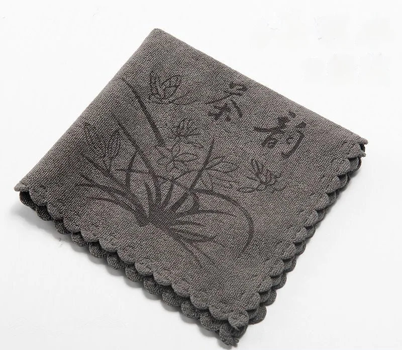 Lingettes Multiusages en Fibre Coton et Lin grises avec motif floral élégant pour la cuisine