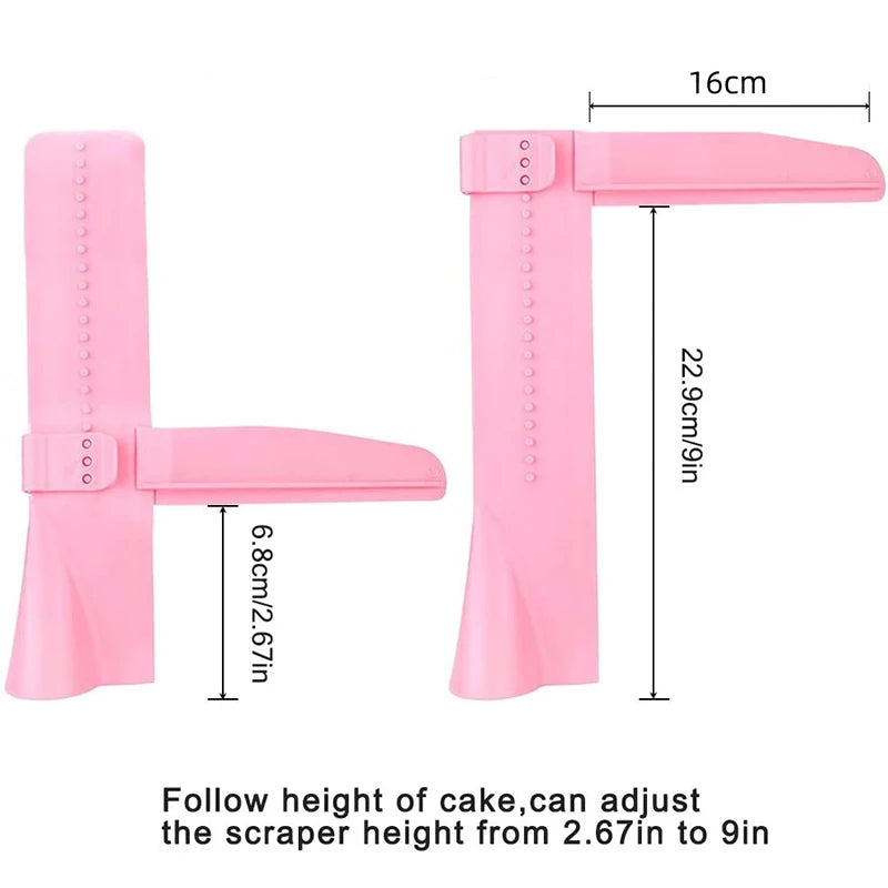 Lisseur à Gâteau Réglable en Plastique rose avec réglage de hauteur pour une finition parfaite