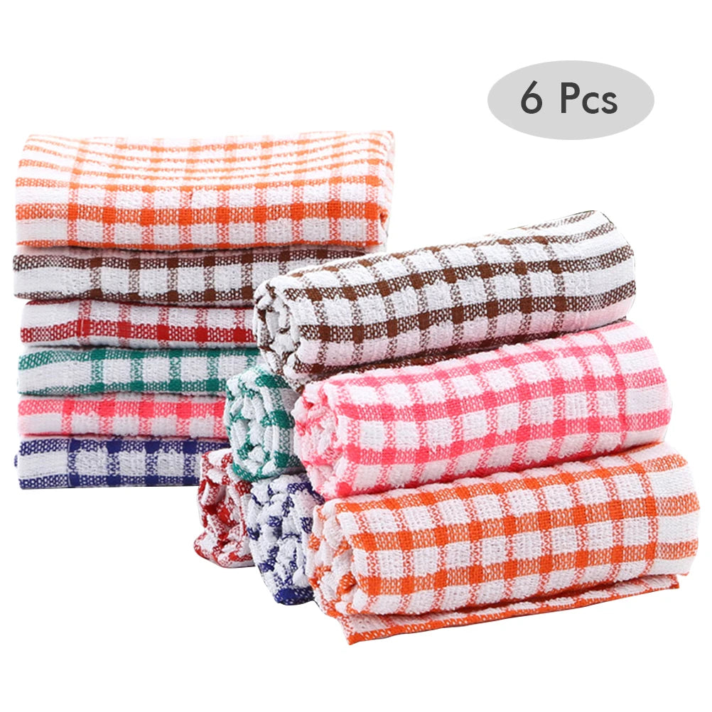 Lot de 6 Torchons de cuisine Absorbant en Coton aux motifs colorés pour un séchage efficace