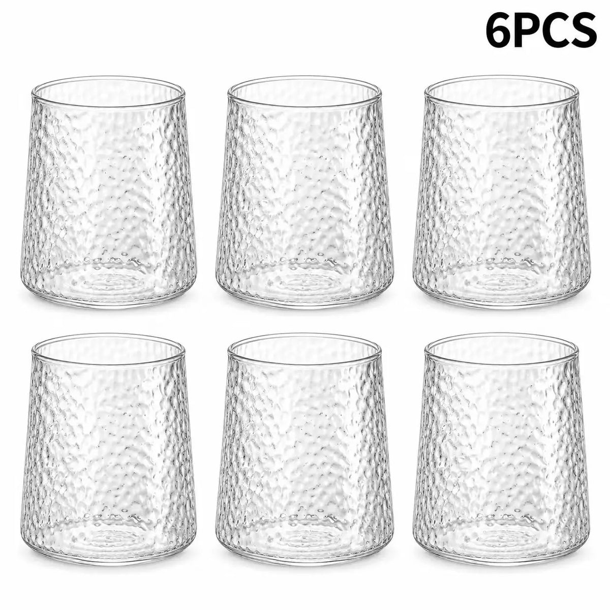 Lot de 6 verres à eau 300 ml – 3 finitions avec un design élégant et moderne, parfaits pour tous les repas