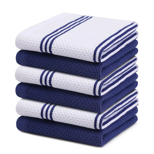 Lot de Torchons Nid d’Abeille – Absorbants et Écologiques Ustensile de chef en bleu et blanc