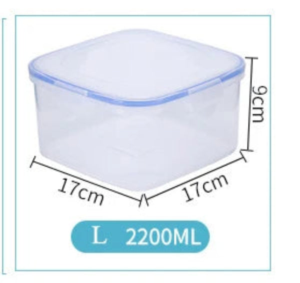 Lunch Box Étanche Réutilisable Sans BPA 2200 ml transparente avec couvercle hermétique 17x17x9 cm