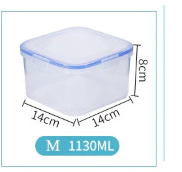 Lunch Box Étanche Réutilisable Sans BPA 1130ML avec couvercle bleu, dimensions 14x14x8 cm