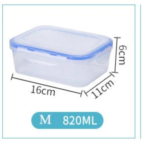 Lunch Box Étanche Réutilisable Sans BPA en plastique transparent avec couvercle bleu capacité 820 ml