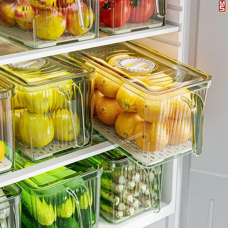 Ustensile de chef Boîte de conservation PET – Fraîcheur et organisation frigo boîtes transparentes contenant citrons et légumes