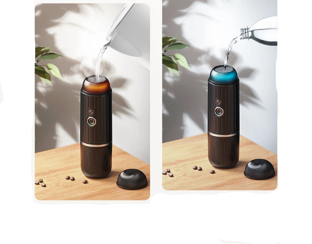 Machine à Café Portable ME2218 - Idéale pour Voyages, avec un design compact et facile à utiliser pour préparer du café.