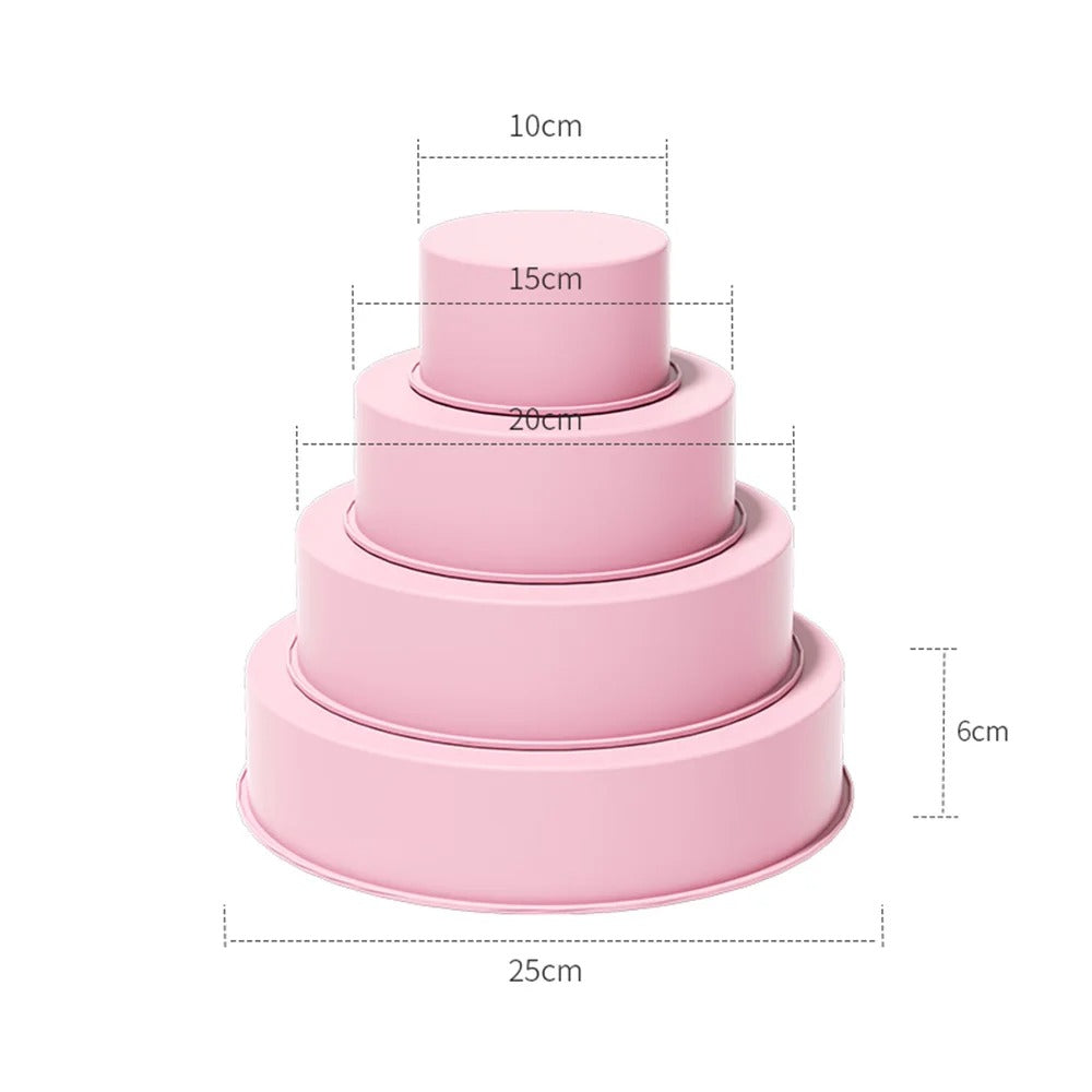 Ensemble de moules à gâteau ronds en rose de différentes tailles pour la pâtisserie créative