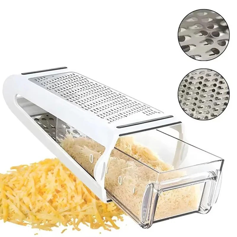 Râpe à Fromage Double Face avec Conteneur de Récupération