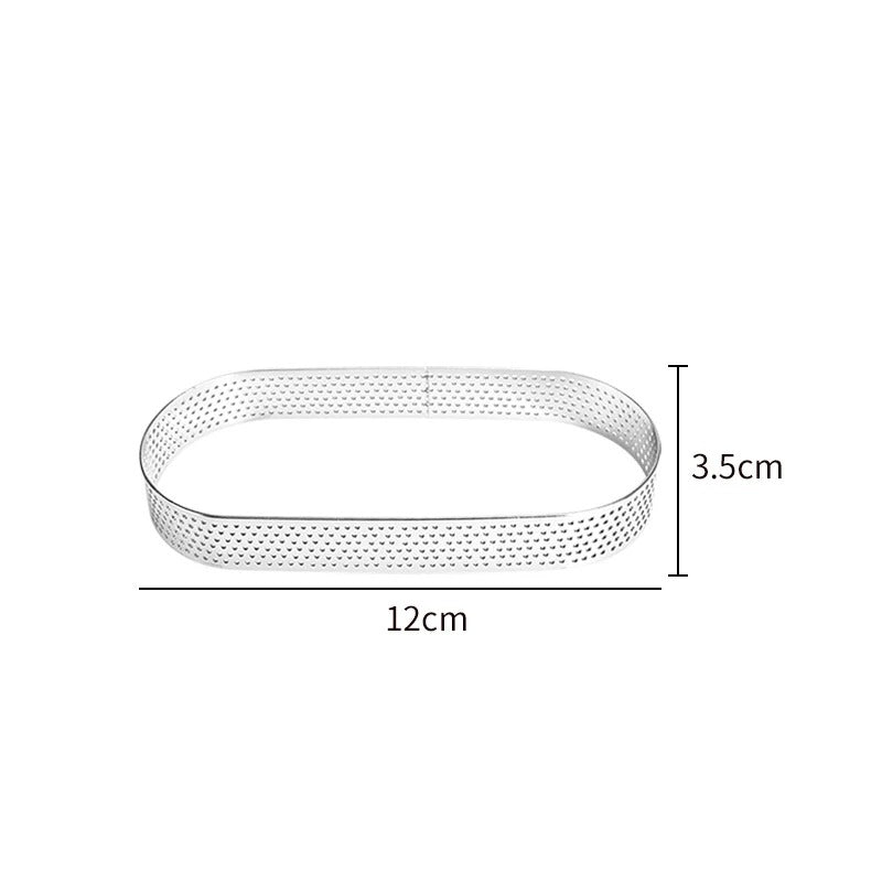Cercles à Tarte Ovales Perforés en Inox – Lot de 8