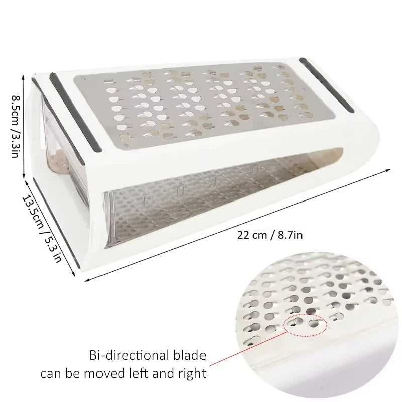 Râpe à Fromage Double Face avec Récipient Intégré – Râpe Inox pour Légumes et Fromage avec Conteneur de Récupération