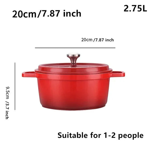 Cast iron casserole dish, 4.75 L, white/red – Suitable for all hobs