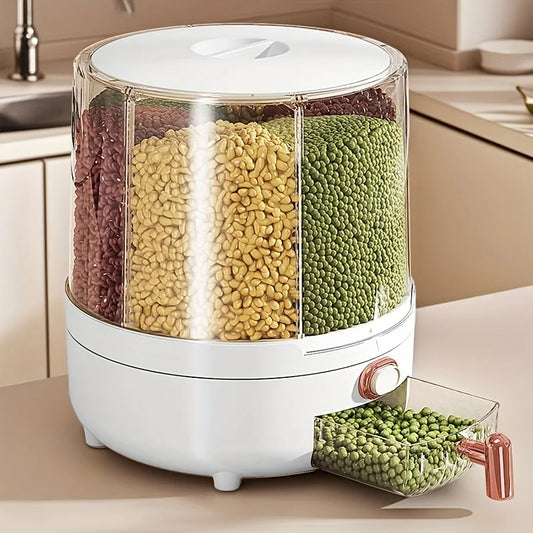 Distributeur de Grains Multi-sections – Organisation Cuisine distributeur transparent à tiroir pour céréales et légumineuses blanc