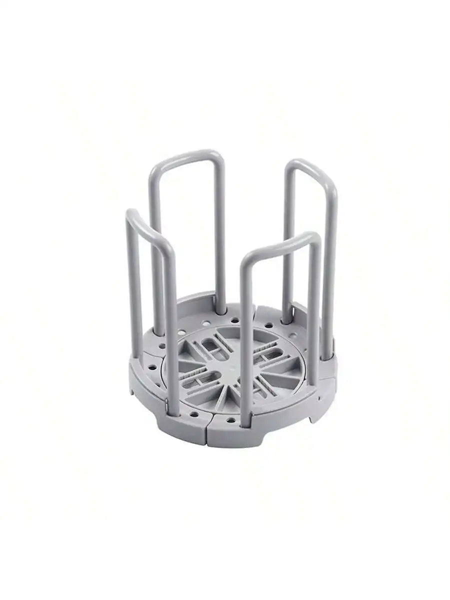 Organisateur de Vaisselle – Support bols gris en plastique avec base ronde et quatre séparateurs verticaux pour rangement
