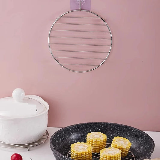 Sous-plats inox ronds et carrés – Protège et stylise votre cuisine. Trivet rond accroché, sous plat sous cocotte et support poêle