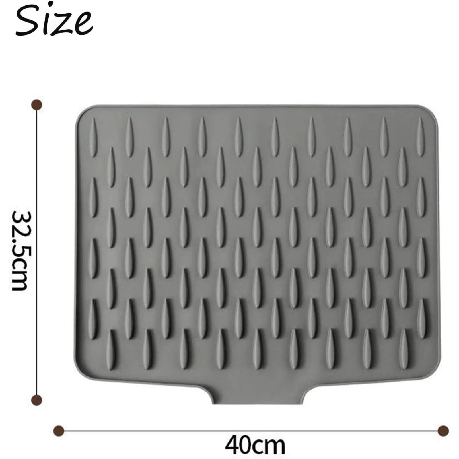 Tapis Égouttoir Silicone Pliable – Pratique & Résistant. Tapis gris 40 x 32,5 cm à relief gouttes pour égoutter la vaisselle