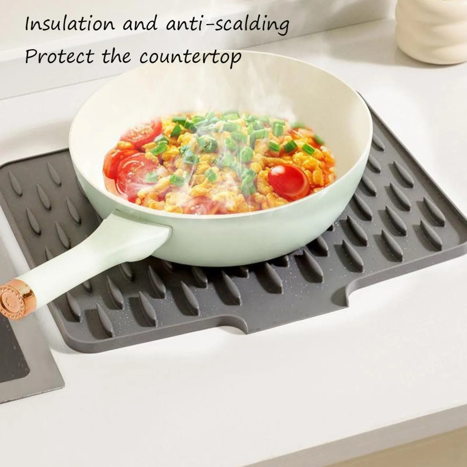 Tapis Égouttoir Silicone Pliable – Pratique & Résistant. Sous poêle chaude, protège le plan de travail