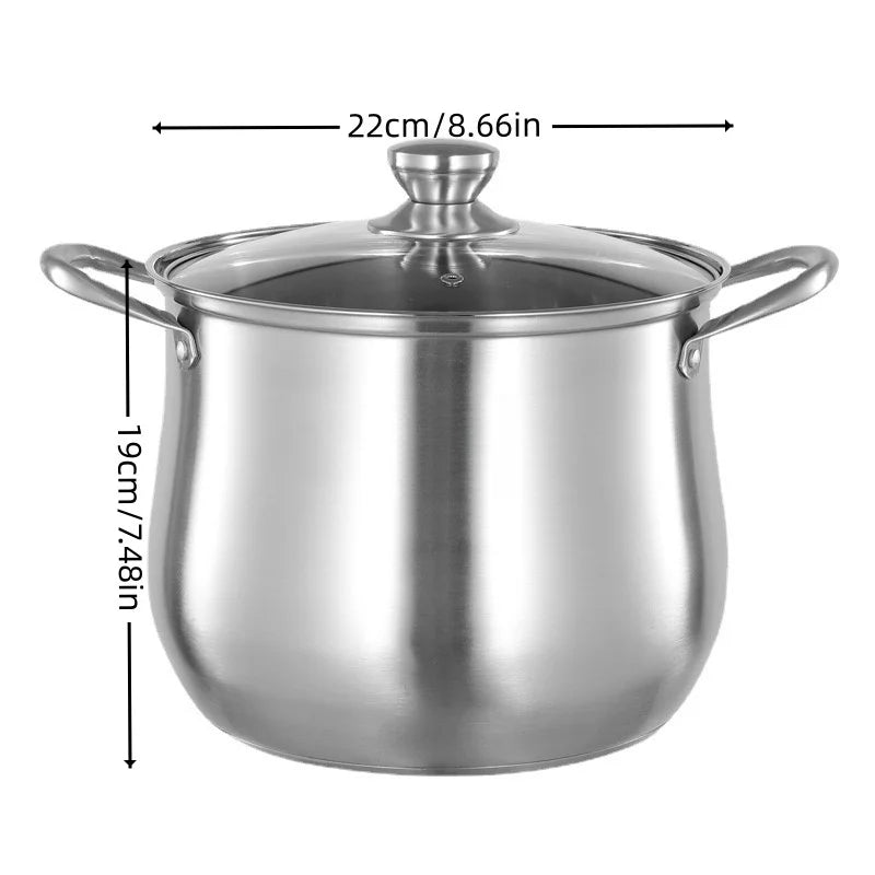 Marmite Inox 22 cm – Grande Capacité et Tous Feux en acier inoxydable avec couvercle transparent