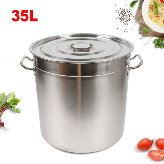 Marmite inox 35 L avec couvercle – Cuisinière à Gaz en acier inoxydable, idéale pour la cuisson en grande quantité