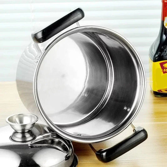 Marmite Inox Premium 24/26 cm – Haute Qualité Pro avec poignées noires et couvercle en acier inoxydable