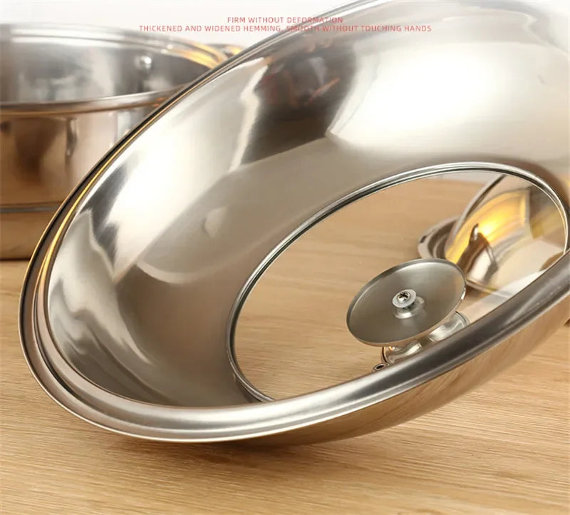 Couvercle Inox Universel 24–38 cm – Résistant, couvercle en acier inox poli avec poignée ronde et bord ajustable pour casseroles