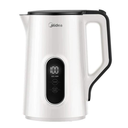 Bouilloire Midea 1,5L Inox – Chauffe Rapide 2200W & Sécurisée avec écran numérique et design moderne