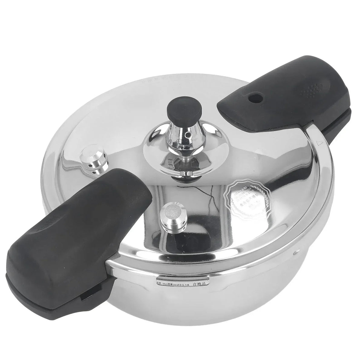 Mini Autocuiseur Inox 1,8 L Compatible Induction et Gaz avec poignées ergonomiques en noir