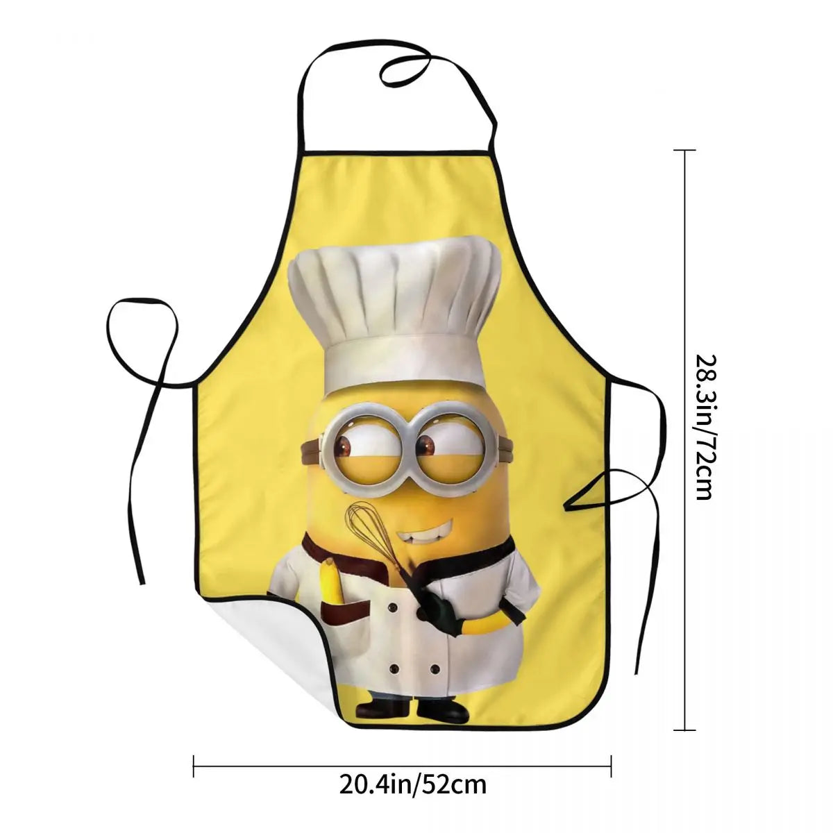 Tablier Cuisine Imperméable MINISO jaune avec dessin Minion chef et cordons noirs réglables