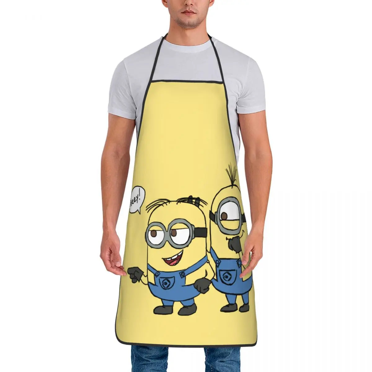 Tablier Cuisine Imperméable MINISO jaune avec dessin Minions pour cuisine et protection contre les éclaboussures