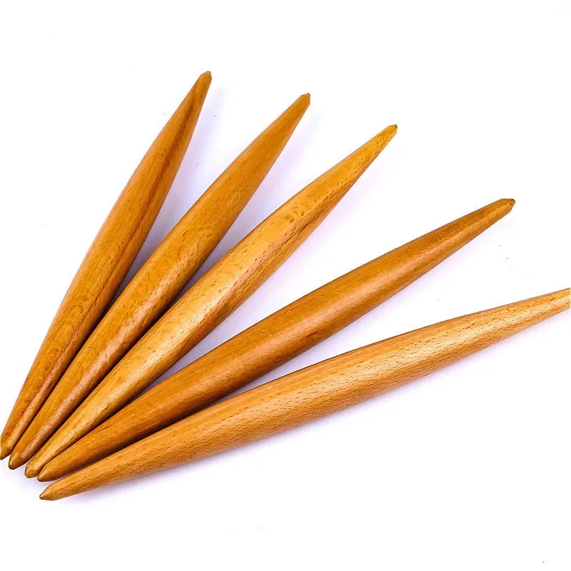 Rouleau pâtisserie bois double pointe – antiadhésif en bois naturel pour ustensiles de chef