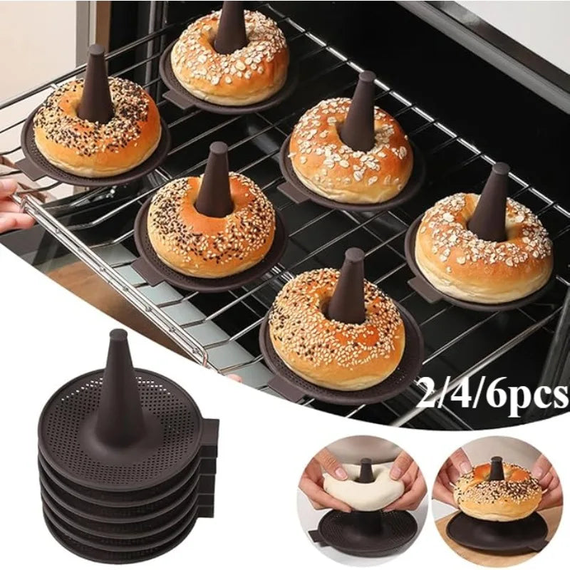 Moule à Donuts Silicone Antiadhésif – Pack 2, 4 ou 6, avec donuts cuits sur une grille de four