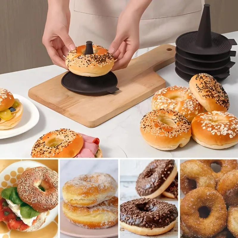 Moule à Donuts Silicone Antiadhésif – Pack 2, 4 ou 6 avec des donuts variés sur une table