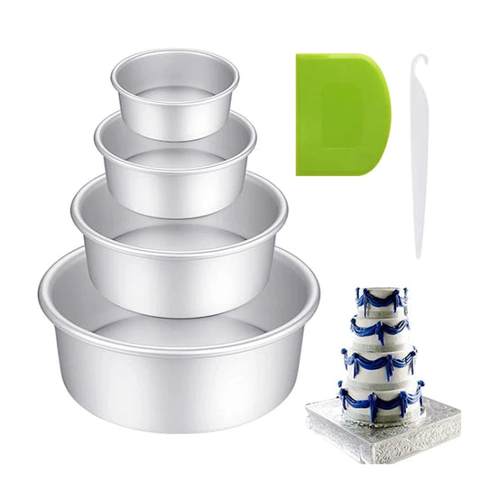Moule à gâteau rond en aluminium fond amovible avec quatre tailles et accessoires de décoration