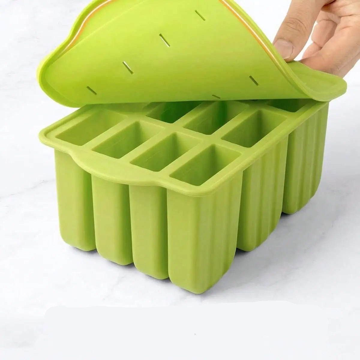 Moule à Glaces en Silicone – 9 /12 Cavités vert avec couvercle souple pour glaçons et desserts glacés