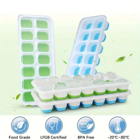Moule à Glaçons 4PCS en Silicone avec Couvercle Anti-Fuite pour la cuisine hygiénique et résistante