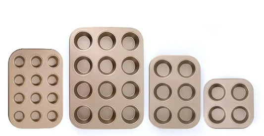 Moule à Muffins Acier Carbone Antiadhésif – 4 6 9 12 Cavités avec différentes tailles pour pâtisserie