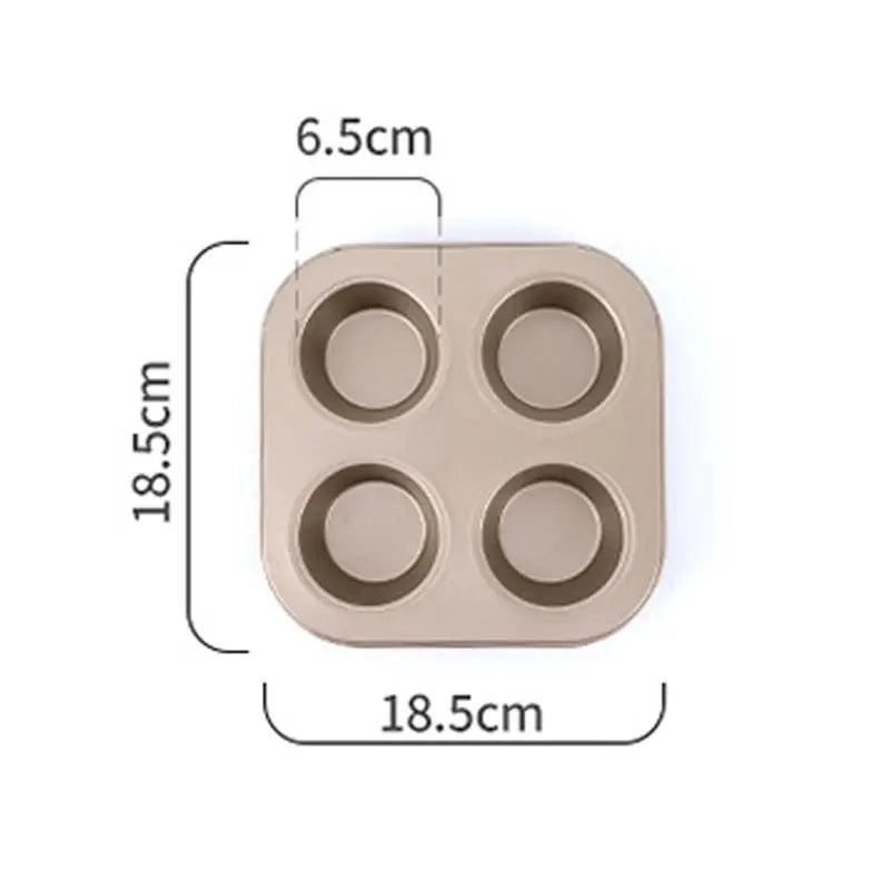 Moule à Muffins Acier Carbone Antiadhésif – 4 Cavités carré 18,5 cm x 18,5 cm, dimensions détaillées