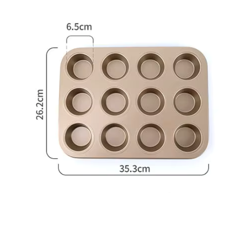 Moule à Muffins Acier Carbone rectangle avec 12 alvéoles pour pâtisserie maison.