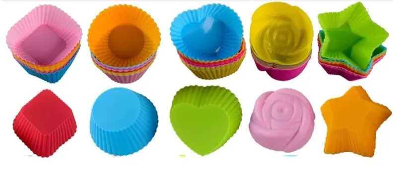 Moule à muffins silicone 12 pièces – antiadhésif et résistant four en formes et couleurs variées