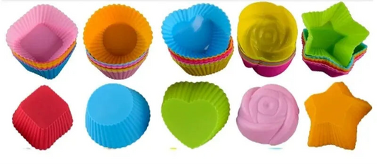 Moule à muffins silicone 12 pièces – antiadhésif et résistant four en formes et couleurs variées