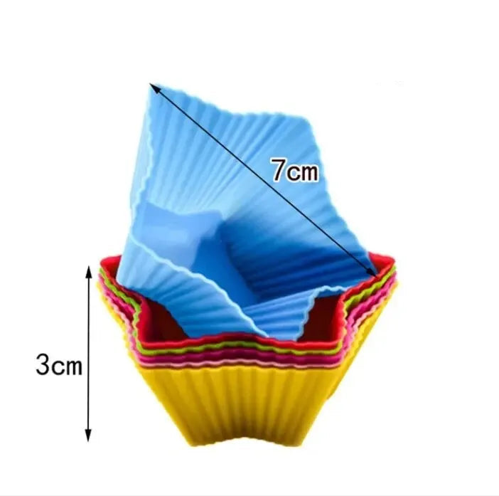 Moule à muffins silicone 12 pièces – antiadhésif et résistant four colorés en forme étoile