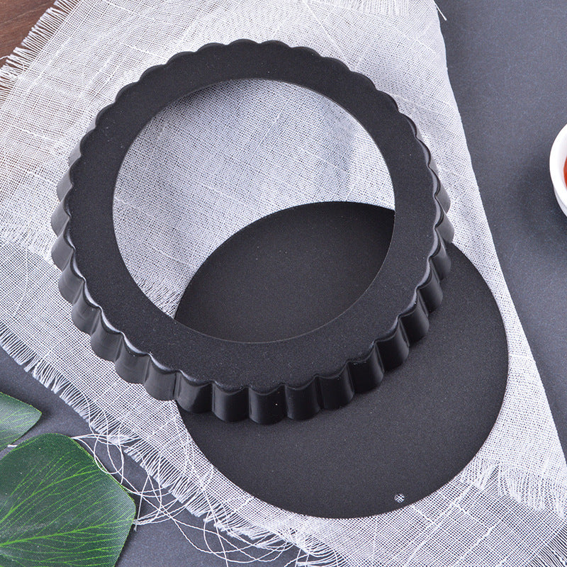 Moule à tarte antiadhésif acier carbone – Cuisson parfaite 10-32 cm avec bord festonné noir