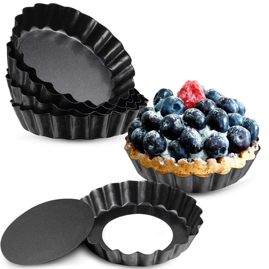 Moule à Tarte Antiadhésif – Fond Amovible Acier Carbone avec tartelette aux fruits rouges prête à servir
