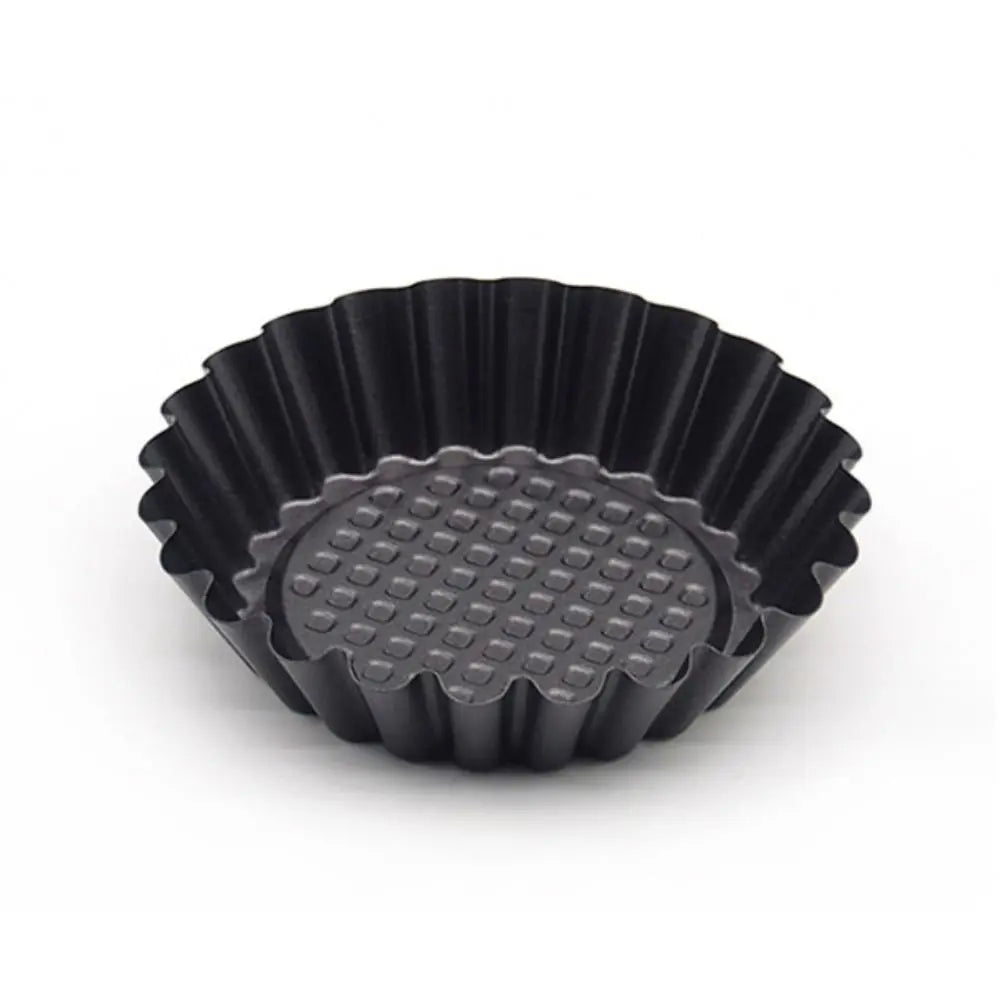 Moule à Tartelettes Antiadhésif – Résultat Pro au Four en métal noir avec bords ondulés pour pâtisserie