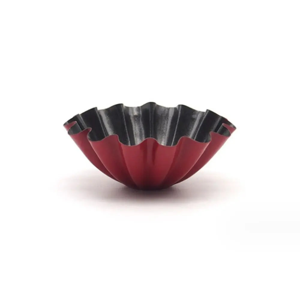 Moule à Tartelettes Antiadhésif – Résultat Pro au Four en métal rouge avec forme ondulée pour pâtisserie