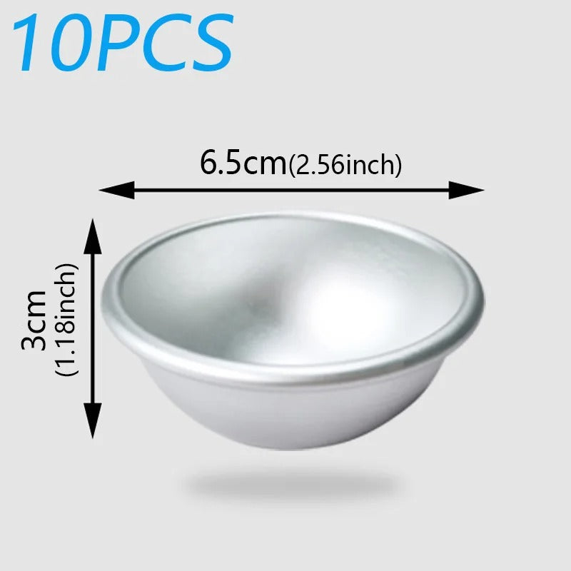 Moule Demi-Sphère en Aluminium – 10 Pièces avec des dimensions de 6,5 cm et 3 cm pour la pâtisserie