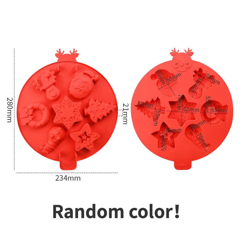 Moule Noël en Silicone Pour Chocolats, Biscuits & Gâteaux avec divers motifs festifs en rouge