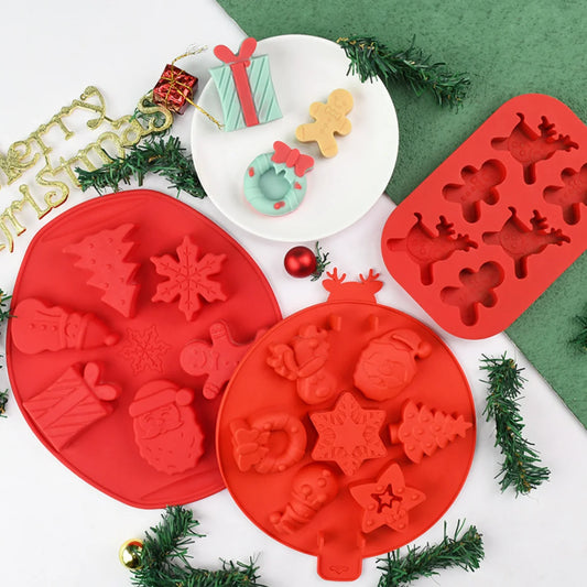 Moule Noël en Silicone Pour Chocolats, Biscuits & Gâteaux avec différents motifs festifs