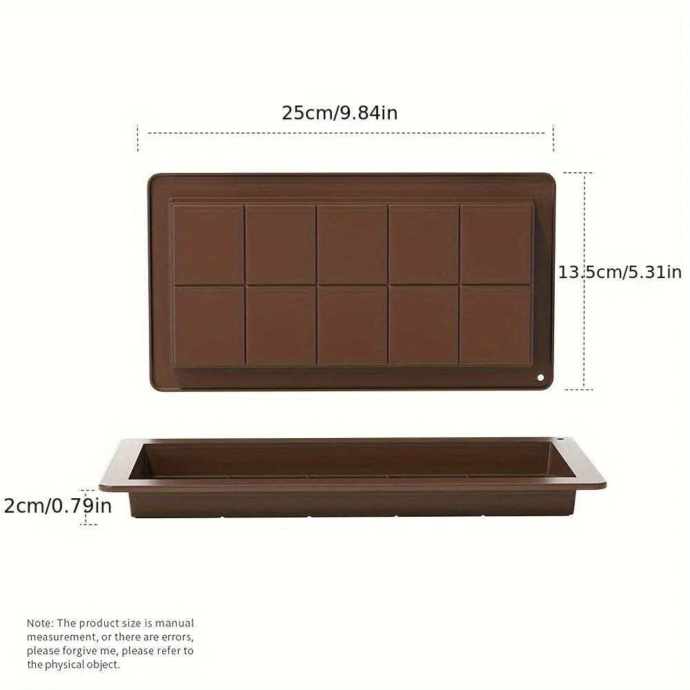 Moule pour faire ses propres tablettes de chocolat en silicone de 25 cm avec 10 compartiments